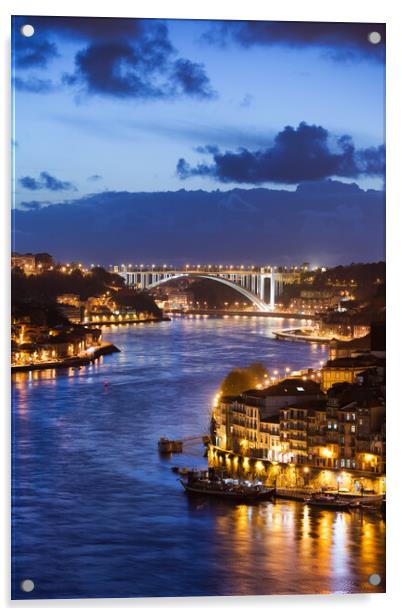 City Of Porto Evening River View Acrylic by Artur Bogacki
