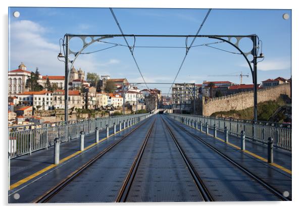 City of Porto from Dom Luis I Bridge Acrylic by Artur Bogacki