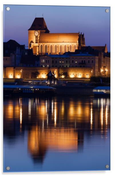 Torun Cathedral With Reflection In River Acrylic by Artur Bogacki