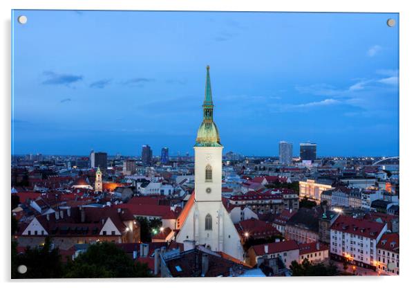 Bratislava Evening Cityscape In Slovakia Acrylic by Artur Bogacki