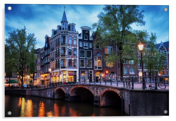 Amsterdam at Twilight Acrylic by Artur Bogacki