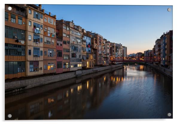 City of Girona at Twilight Acrylic by Artur Bogacki