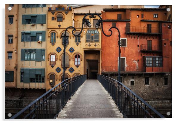 Old Houses of Girona Acrylic by Artur Bogacki