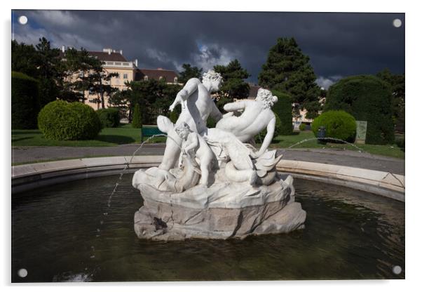 Triton and Naiad Fountain in Vienna Acrylic by Artur Bogacki