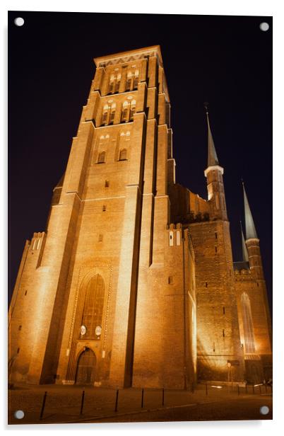 St Mary Church in Gdansk at Night Acrylic by Artur Bogacki