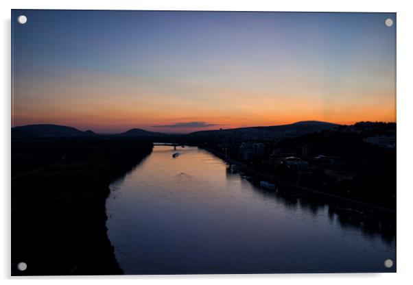 Danube River at Twilight Acrylic by Artur Bogacki