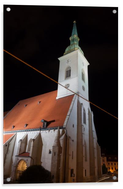 St. Martin Cathedral at Night in Bratislava Acrylic by Artur Bogacki