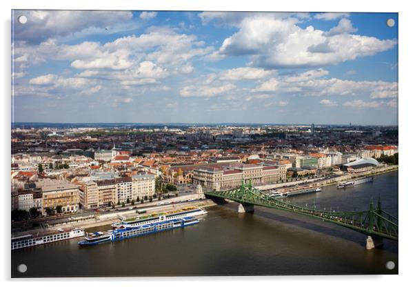 City Of Budapest Aerial View Cityscape Acrylic by Artur Bogacki