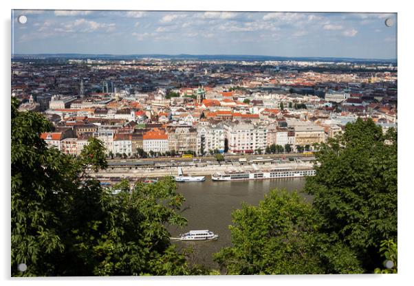 City Of Budapest Cityscape From Gellert Hill Acrylic by Artur Bogacki