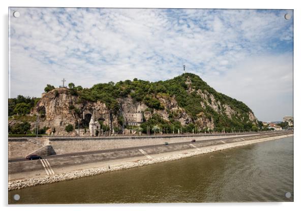 Gellert Hill at Danube River in Budapest  Acrylic by Artur Bogacki