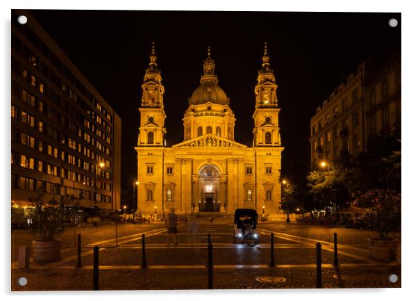 St. Stephen's Basilica at Night in Budapest Acrylic by Artur Bogacki