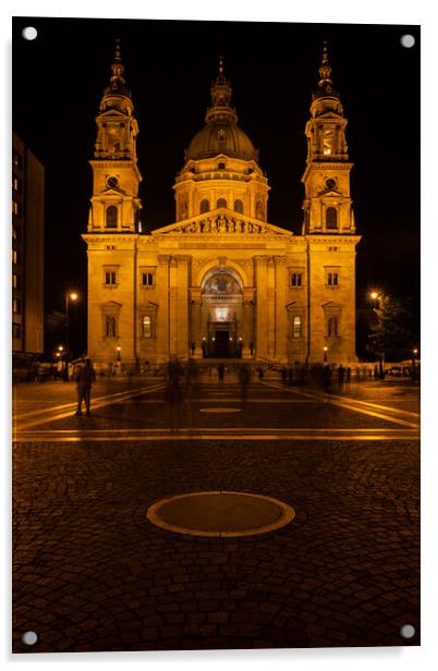 St. Stephen Basilica at Night in Budapest Acrylic by Artur Bogacki