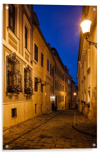 Bratislava Old Town Street At Night Acrylic by Artur Bogacki