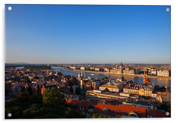 Budapest City at Sunset Acrylic by Artur Bogacki