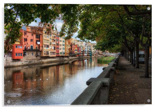 Girona Old Town At Onyar River Acrylic by Artur Bogacki