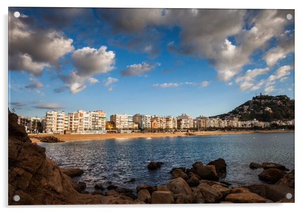 Blanes Town Seaside Resort On Costa Brava In Spain Acrylic by Artur Bogacki