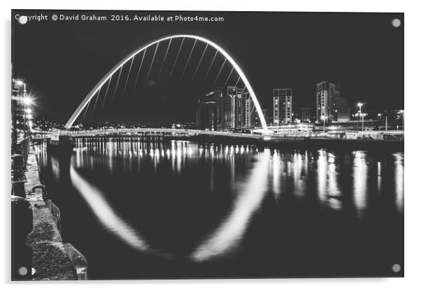 Gateshead Millennium Bridge - At night Acrylic by David Graham