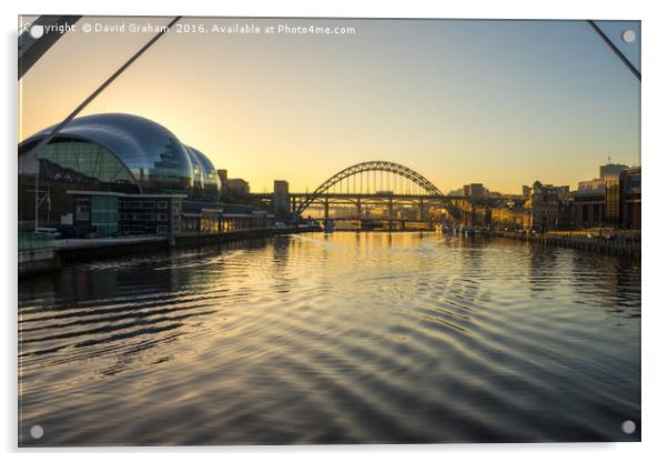 Tyne Bridge & Sage Gateshead - sunset Acrylic by David Graham
