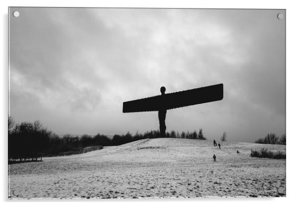 Angel of the North in the snow Acrylic by David Graham