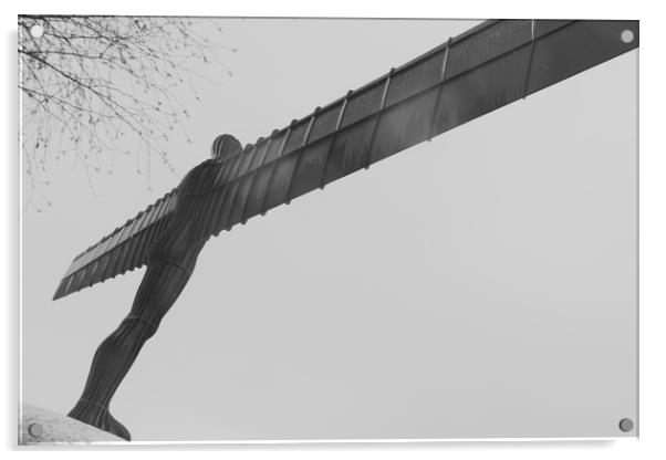 Angel of the North in the snow Acrylic by David Graham