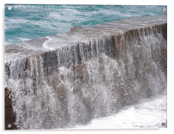 Rough Sea at Sennon Cove Acrylic by WrightAngle Photography