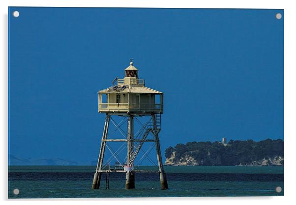  Bean Rock Lighthouse Acrylic by Geoffrey Matthews