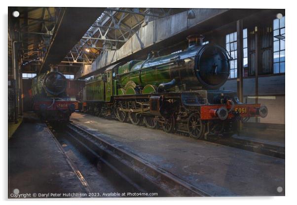 Steam locomotive at rest in the shed Acrylic by Daryl Peter Hutchinson