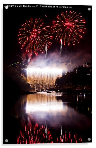 Clifton Suspension Bridge 150th Anniversary firewo Acrylic by Daryl Peter Hutchinson