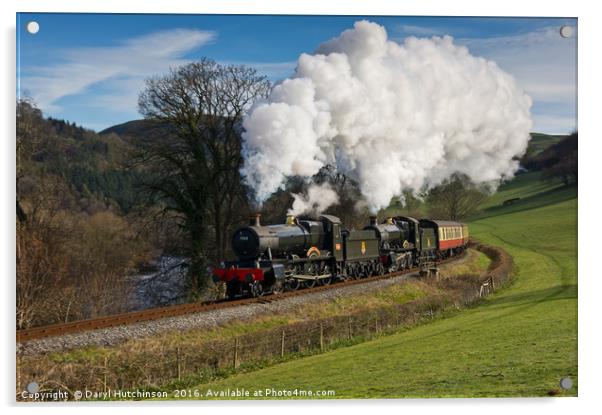 Two Manor Class steam locomotives Llangollen  Acrylic by Daryl Peter Hutchinson