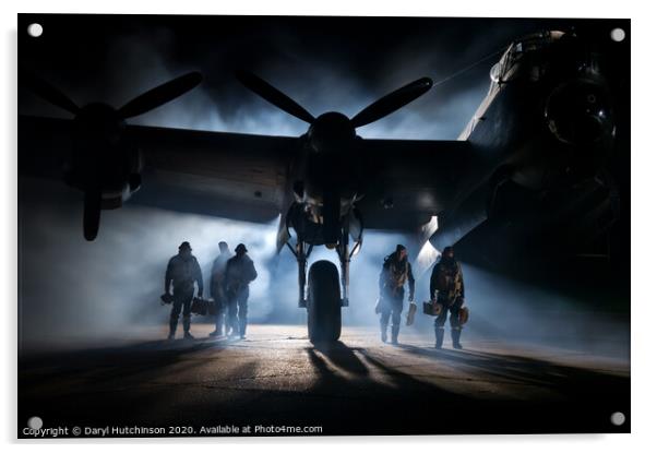Safe return - The aircrew of a Lancaster bomber Acrylic by Daryl Peter Hutchinson