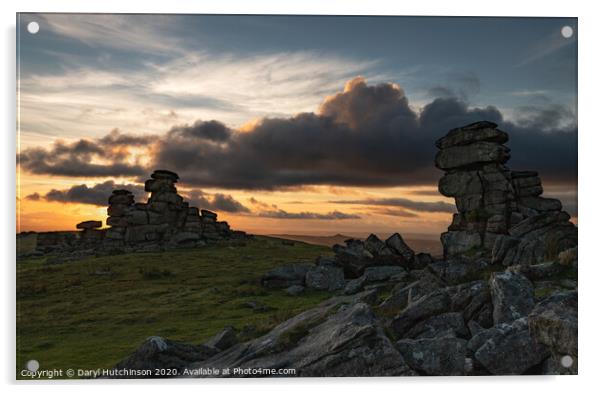 Sunset at Great Staple Tor Acrylic by Daryl Peter Hutchinson