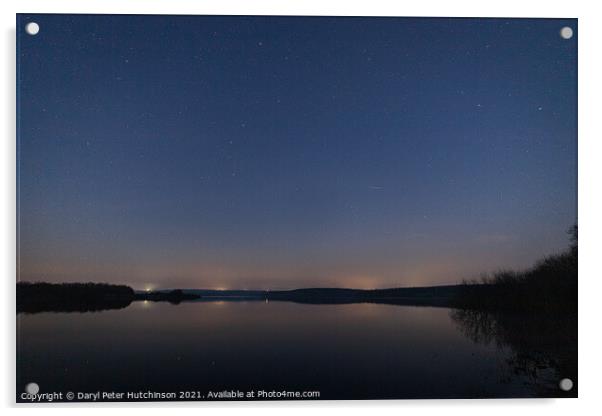 Constellations stars and sky over a calm reservoir Acrylic by Daryl Peter Hutchinson