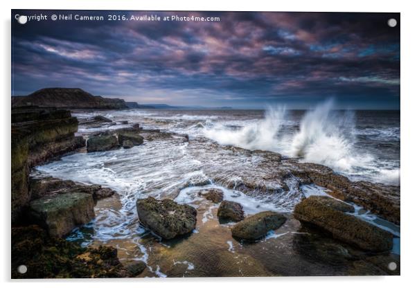 Filey Brigg Acrylic by Neil Cameron