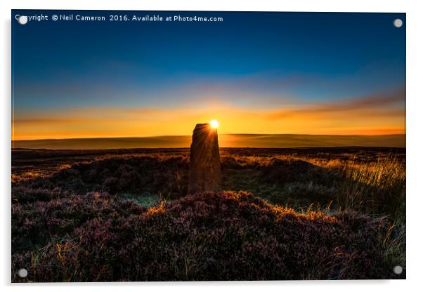 Moorland Standing Stone Acrylic by Neil Cameron