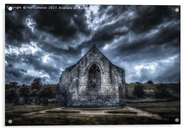 Deserted Church of Wharram Percy Acrylic by Neil Cameron