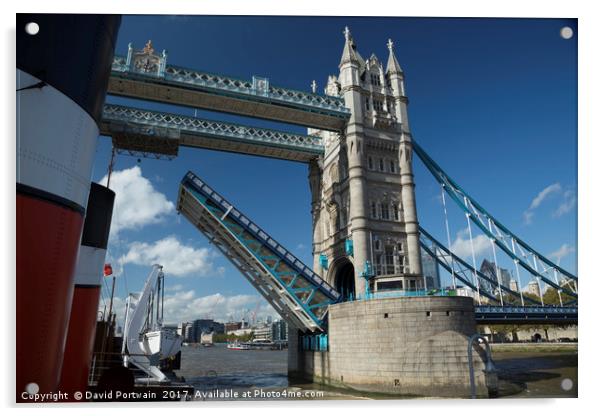 Tower bridge opens for the Waverley Acrylic by David Portwain