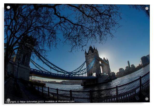 Tower Bridge in Winter Acrylic by Peter Schneiter