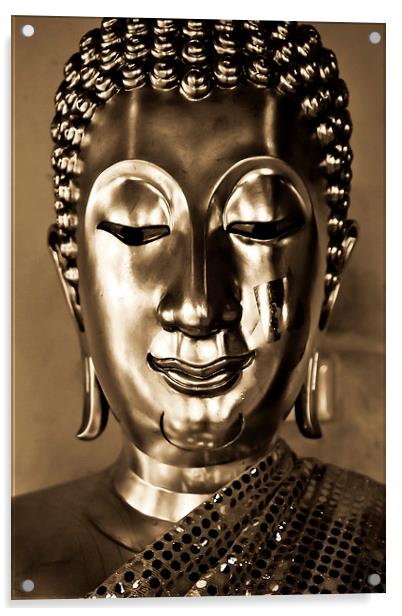 Buddha from Thailand in sepia tones Acrylic by Julian Bound