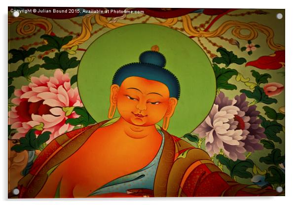 Buddha Mural of Pema Monastery, Nepal Acrylic by Julian Bound