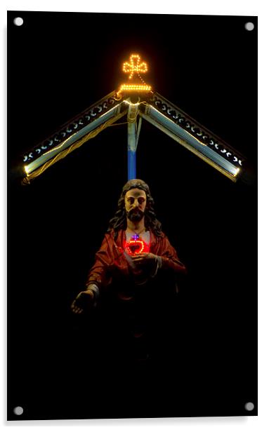 Jesus statue of Anjuna, Goa, India Acrylic by Julian Bound