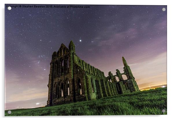  Whitby Abbey at Night Under the Stars Acrylic by Stephen Beardon