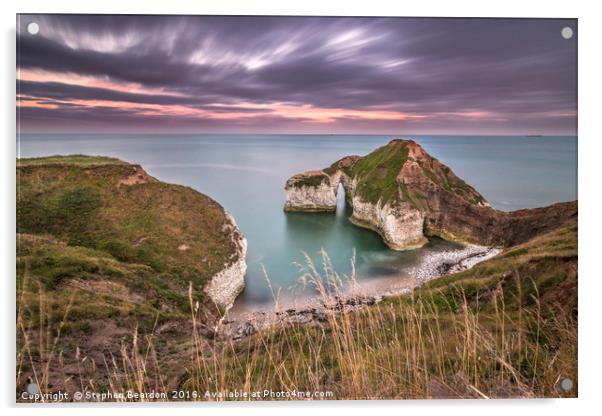 Green Stacks Pinnacle Flamborough Head Acrylic by Stephen Beardon