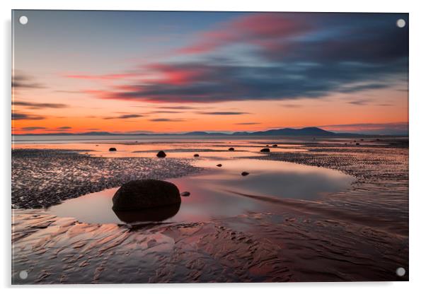 Allonby Sunset in Cumbria Acrylic by Stephen Beardon