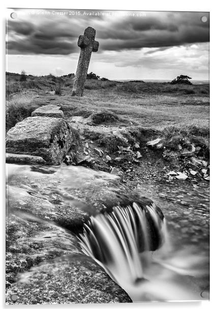  Windy Post, Beckamoor Cross, Dartmoor Acrylic by Glenn Cresser