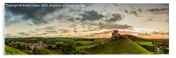  Panoramic looking over Corfe Castle Acrylic by Glenn Cresser