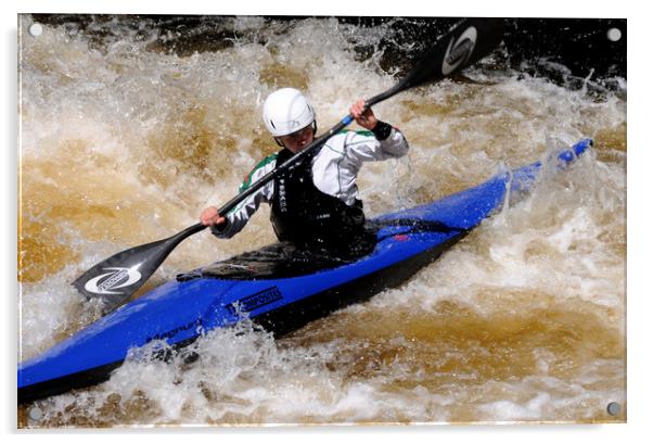 Canoeist on the River Treveryn Acrylic by Harvey Hudson