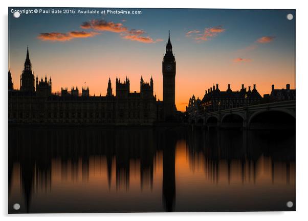  Westminster Sunset Acrylic by Paul Bate