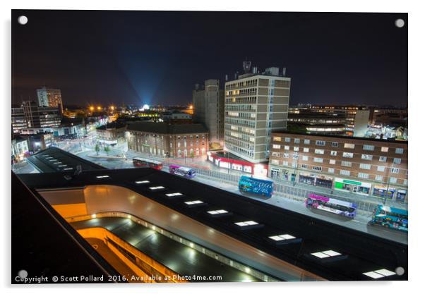 Leicester at night Acrylic by Scott Pollard