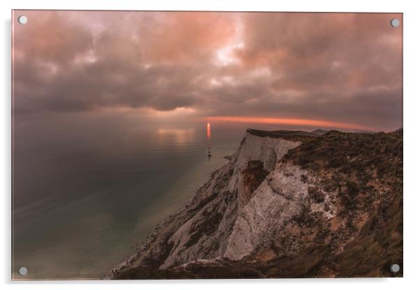 Beachy Head Sunsetting Directly behind the lightho Acrylic by Daniel Frederick