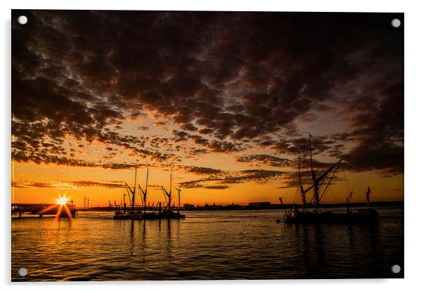  Thames Barges and Gravesend Sunset Acrylic by Wayne Howes